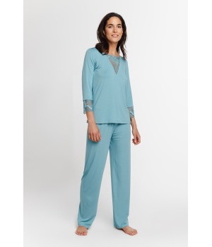 Pijama set mujer color rosa micromodal vista frontal